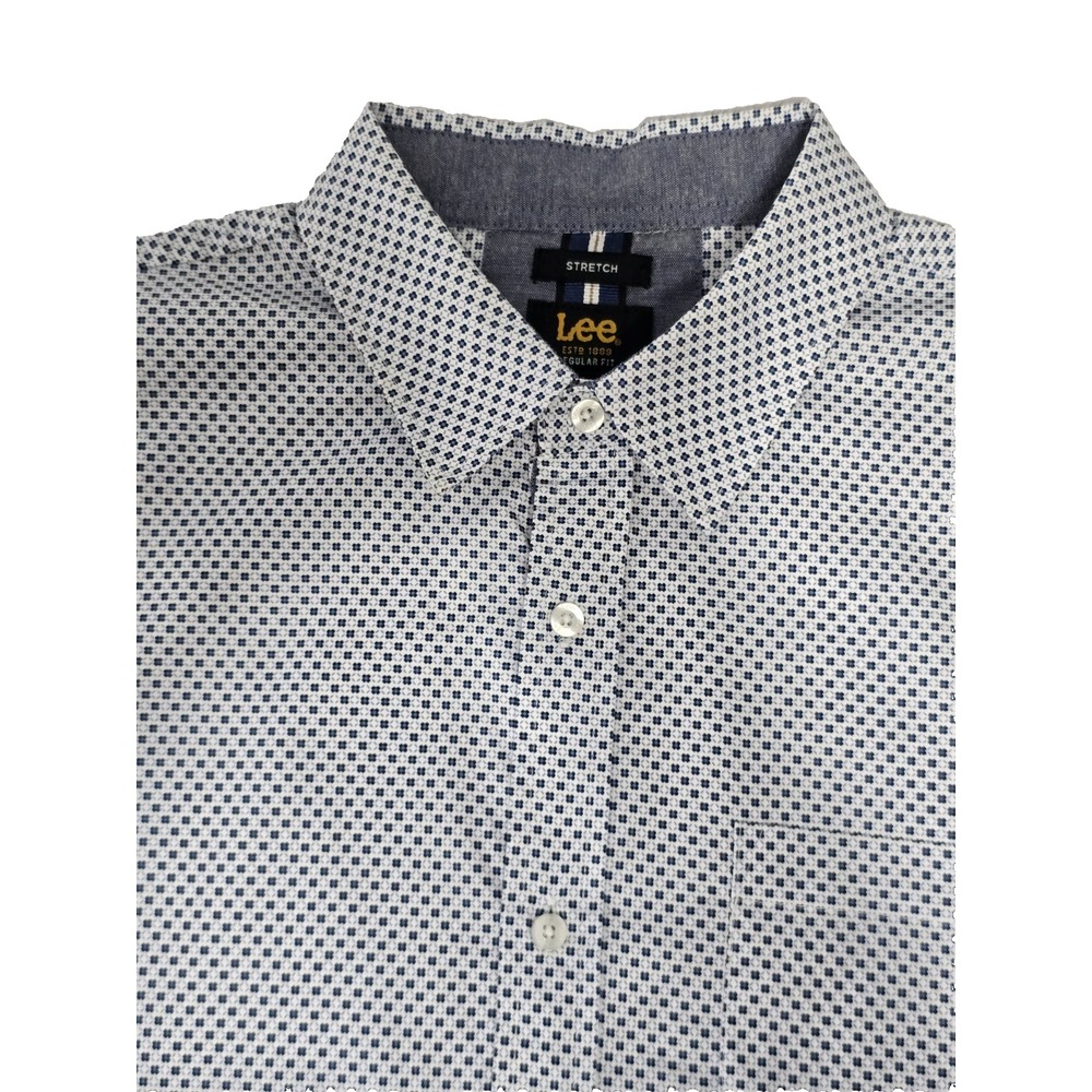 Lee Mens Shirt Large Stretch Regular Fit Long Sleeve Geometric Logo